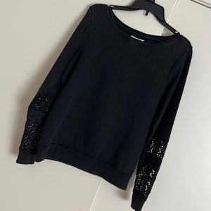 Black sweater w lacy sleeve detail size m